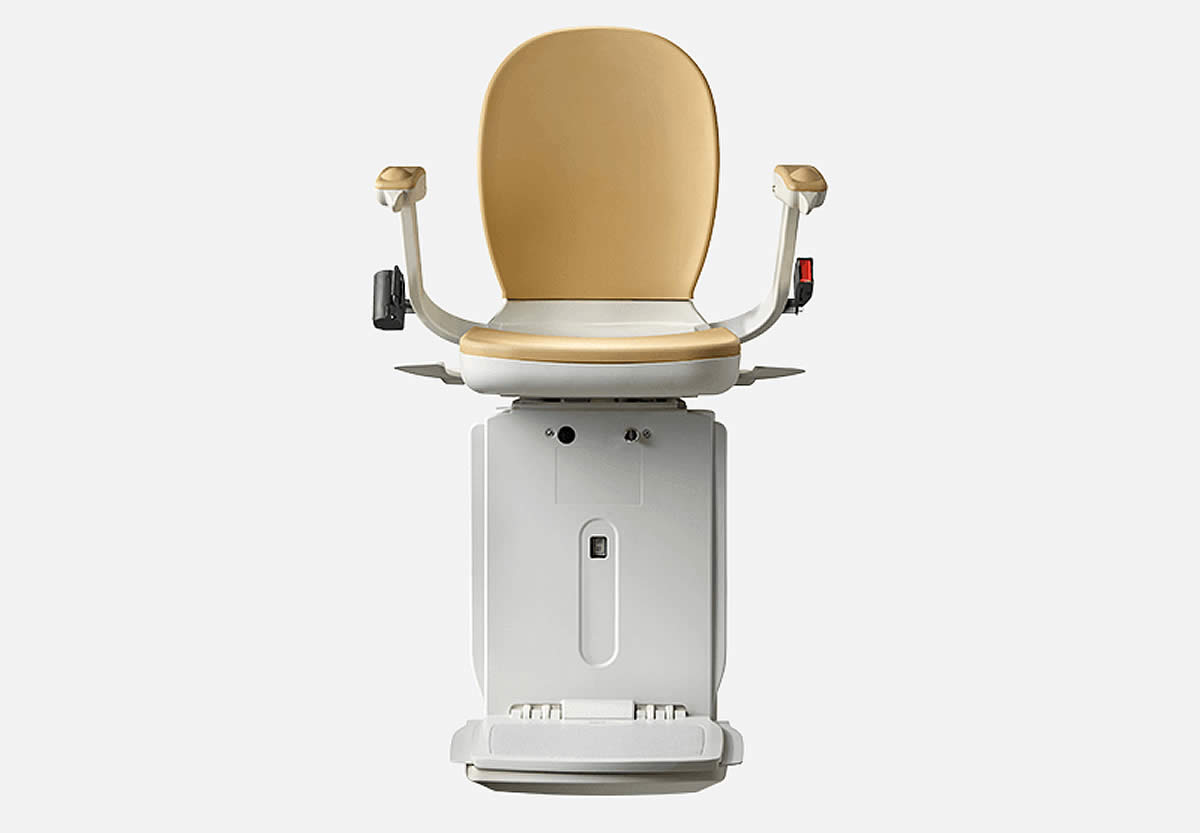 Curved stair lift on a curved staircase